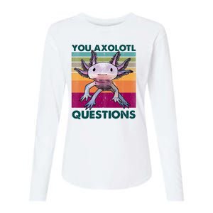 Retro 90s Axolotl Funny You Axolotl Questions Womens Cotton Relaxed Long Sleeve T-Shirt