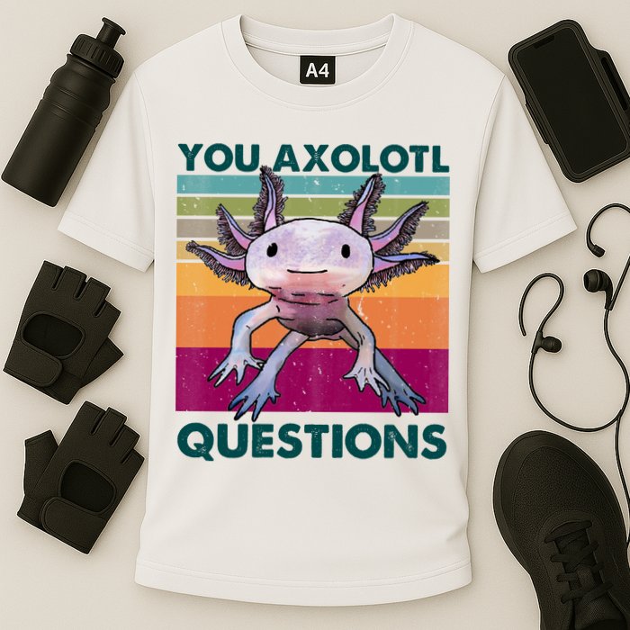 Retro 90s Axolotl Funny You Axolotl Questions Performance Shirt