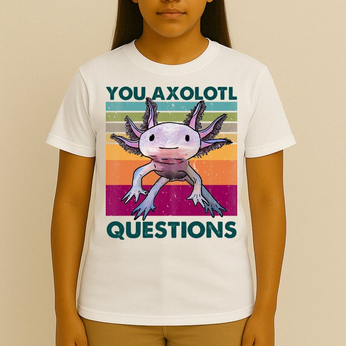 Retro 90s Axolotl Funny You Axolotl Questions T-Shirt