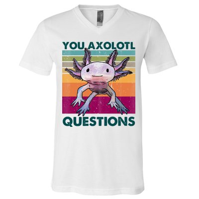 Retro 90s Axolotl Funny You Axolotl Questions V-Neck T-Shirt