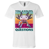 Retro 90s Axolotl Funny You Axolotl Questions V-Neck T-Shirt