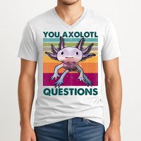 Retro 90s Axolotl Funny You Axolotl Questions V-Neck T-Shirt