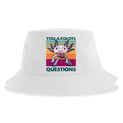 Retro 90s Axolotl Funny You Axolotl Questions Sustainable Bucket Hat