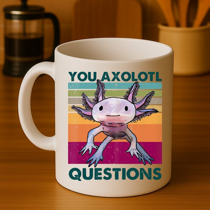Retro 90s Axolotl Funny You Axolotl Questions Mug