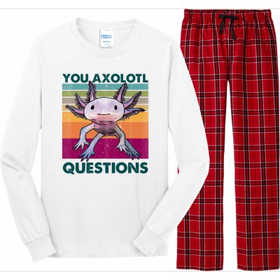 Retro 90s Axolotl Funny You Axolotl Questions Long Sleeve Pajama Set