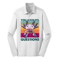 Retro 90s Axolotl Funny You Axolotl Questions Silk Touch Performance Long Sleeve Polo