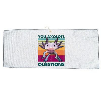Retro 90s Axolotl Funny You Axolotl Questions Large Microfiber Waffle Golf Towel