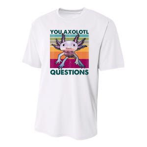 Retro 90s Axolotl Funny You Axolotl Questions Youth Performance Sprint T-Shirt