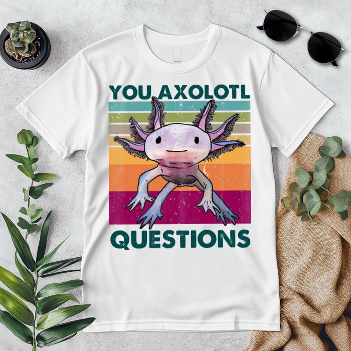Retro 90s Axolotl Funny You Axolotl Questions Premium T-Shirt