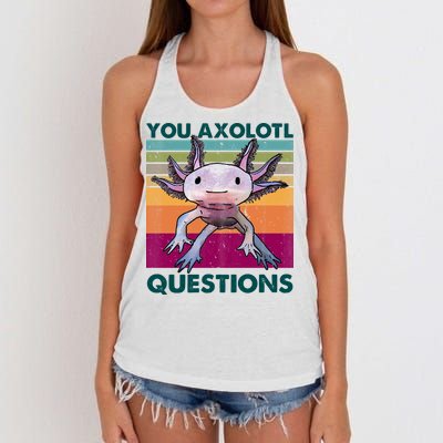 Retro 90s Axolotl Funny You Axolotl Questions Women's Knotted Racerback Tank