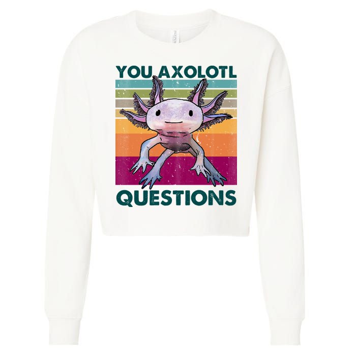 Retro 90s Axolotl Funny You Axolotl Questions Cropped Pullover Crew