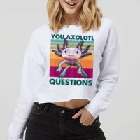 Retro 90s Axolotl Funny You Axolotl Questions Cropped Pullover Crew