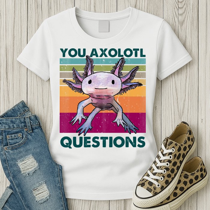 Retro 90s Axolotl Funny You Axolotl Questions Womens T-Shirt