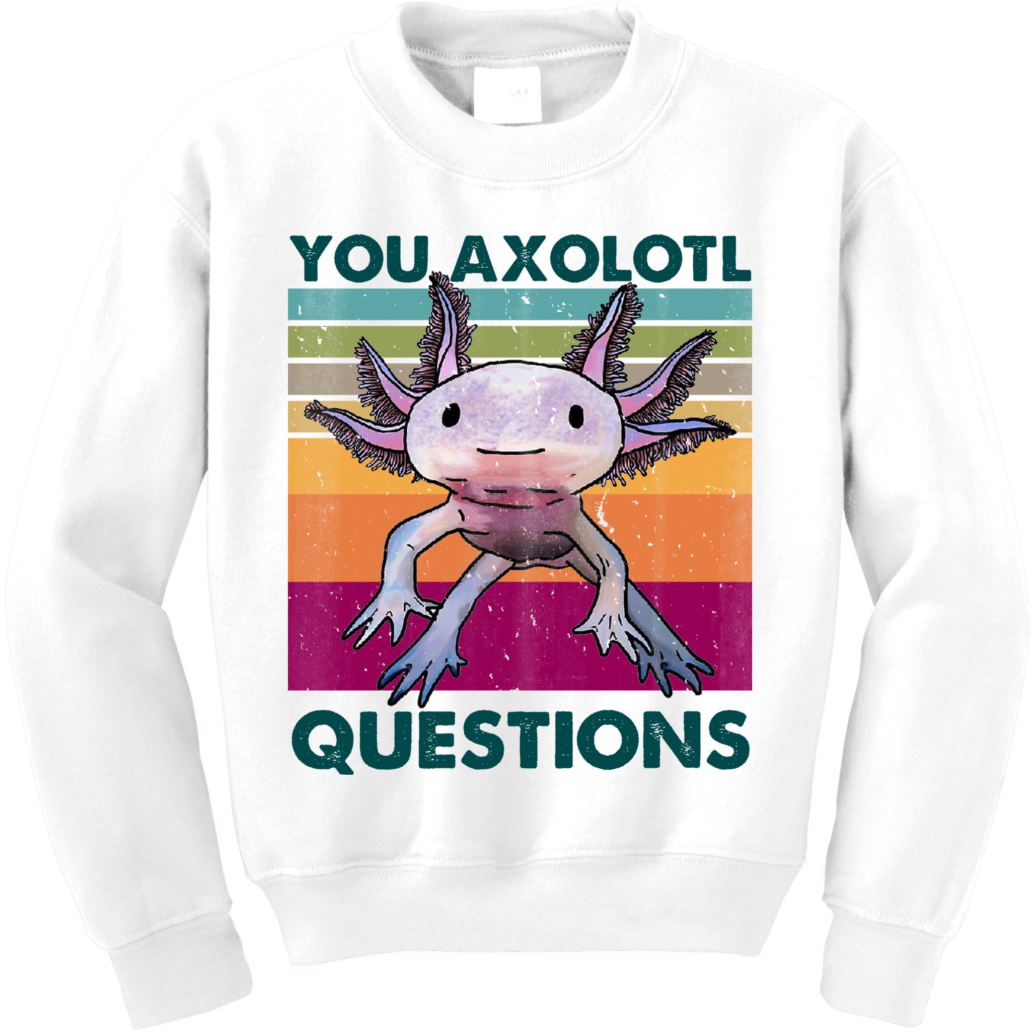 Retro 90s Axolotl Funny You Axolotl Questions Kids Sweatshirt