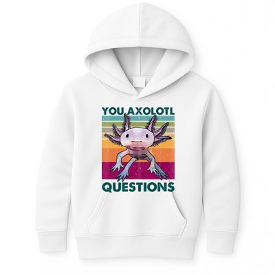 Retro 90s Axolotl Funny You Axolotl Questions Kids Hoodie