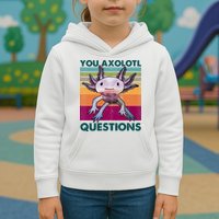 Retro 90s Axolotl Funny You Axolotl Questions Kids Hoodie