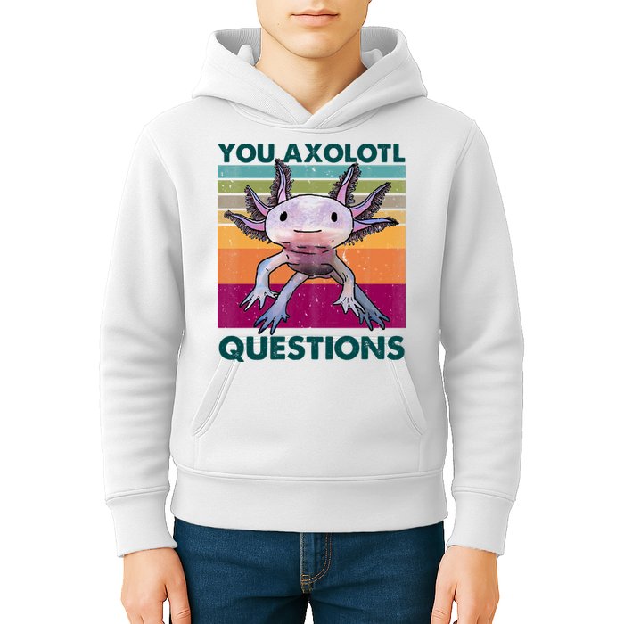Retro 90s Axolotl Funny You Axolotl Questions Kids Hoodie