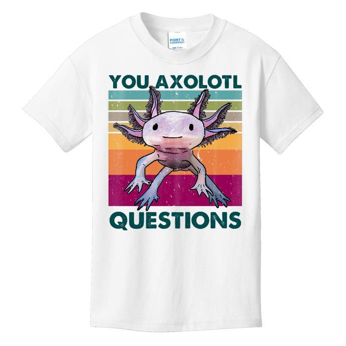 Retro 90s Axolotl Funny You Axolotl Questions Kids T-Shirt