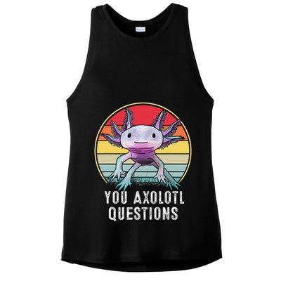 Retro 90s Axolotl Shirt Funny You Axolotl Questions  Ladies PosiCharge Tri-Blend Wicking Tank