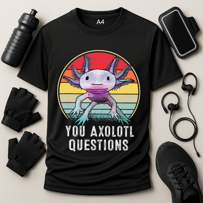 Retro 90s Axolotl Shirt Funny You Axolotl Questions  Performance Shirt