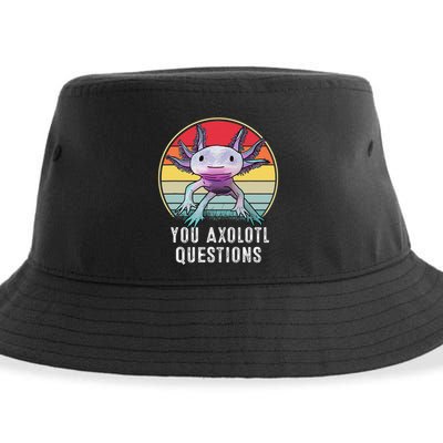 Retro 90s Axolotl Shirt Funny You Axolotl Questions  Sustainable Bucket Hat