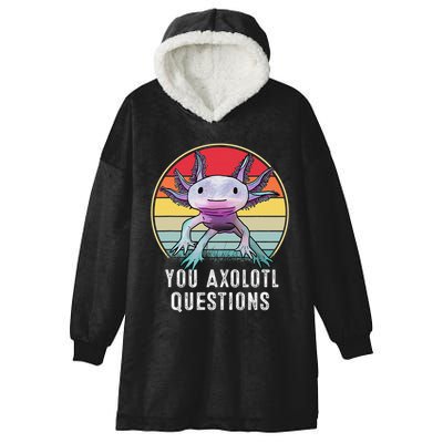 Retro 90s Axolotl Shirt Funny You Axolotl Questions  Hooded Wearable Blanket