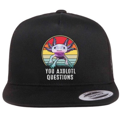 Retro 90s Axolotl Shirt Funny You Axolotl Questions  Flatbill Hat