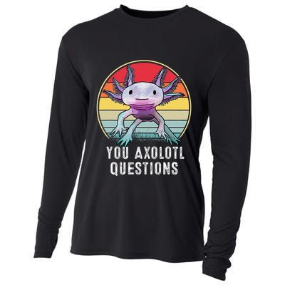 Retro 90s Axolotl Shirt Funny You Axolotl Questions  Cooling Performance Long Sleeve Crew