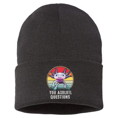 Retro 90s Axolotl Shirt Funny You Axolotl Questions  Sustainable Knit Beanie