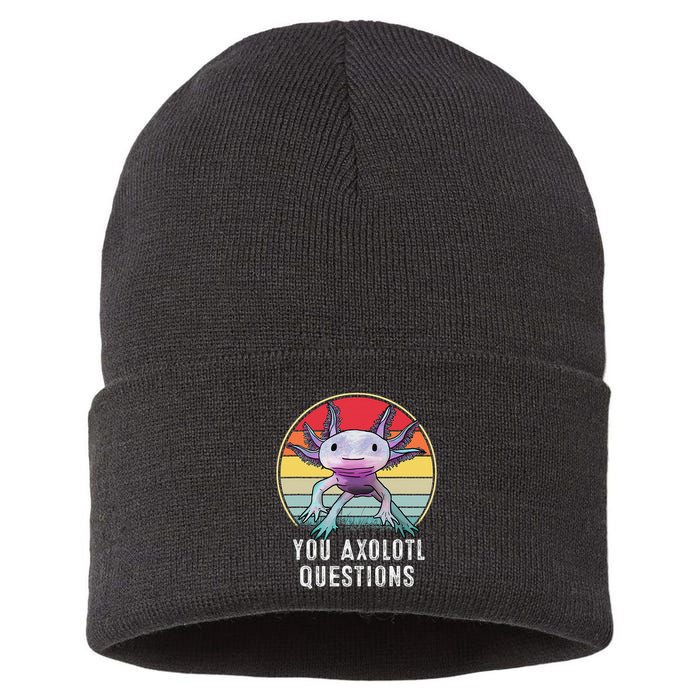 Retro 90s Axolotl Shirt Funny You Axolotl Questions  Sustainable Knit Beanie