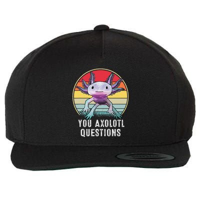 Retro 90s Axolotl Shirt Funny You Axolotl Questions  Wool Snapback Cap