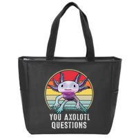 Retro 90s Axolotl Shirt Funny You Axolotl Questions  Zip Tote Bag