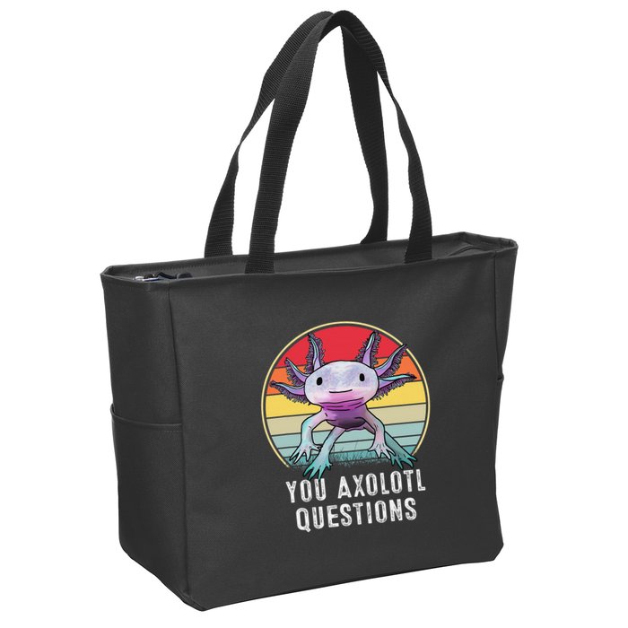 Retro 90s Axolotl Shirt Funny You Axolotl Questions  Zip Tote Bag