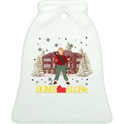 Retro 90s Christmas Home Movie Alone Ceramic Bell Ornament