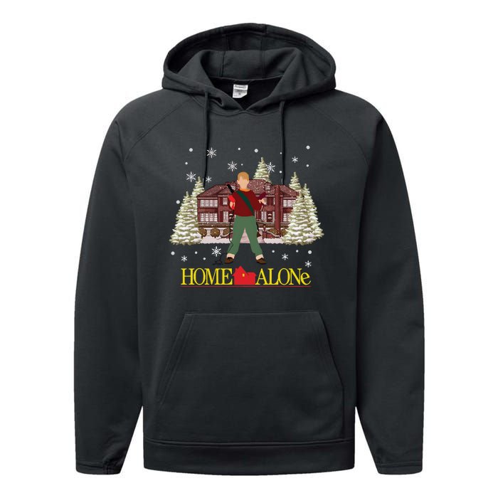 Retro 90s Christmas Movie Mccallister Home Security Performance Fleece Hoodie