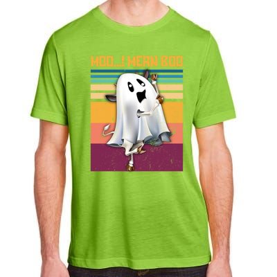 Retro 90s Ghost Cow Moo I Mean Boo Halloween Cow Lover Gift Adult ChromaSoft Performance T-Shirt