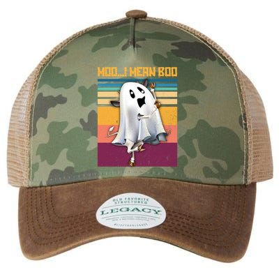 Retro 90s Ghost Cow Moo I Mean Boo Halloween Cow Lover Gift Legacy Tie Dye Trucker Hat