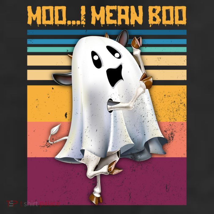 Retro 90s Ghost Cow Moo I Mean Boo Halloween Cow Lover Gift Cool Comfort Performance Bucket Hat