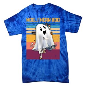 Retro 90s Ghost Cow Moo I Mean Boo Halloween Cow Lover Gift Tie-Dye T-Shirt