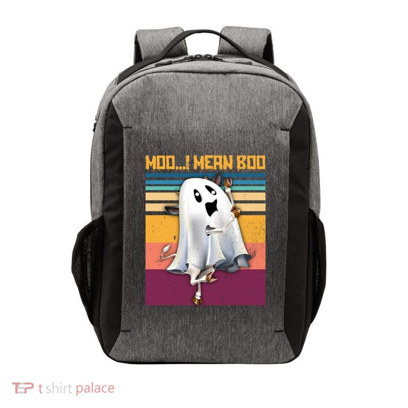 Retro 90s Ghost Cow Moo I Mean Boo Halloween Cow Lover Gift Vector Backpack