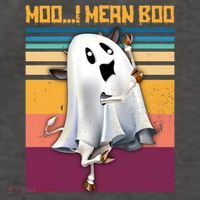 Retro 90s Ghost Cow Moo I Mean Boo Halloween Cow Lover Gift Vector Backpack