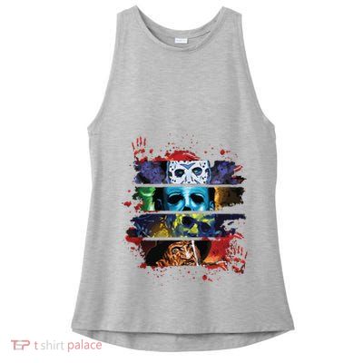 Retro 90s Horror Movies Vintage Style Horror Halloween Ladies PosiCharge Tri-Blend Wicking Tank
