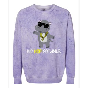 Rap 90s Hip Hop Hippo Cute Hippopotamus Zoo Animal Gift Colorblast Crewneck Sweatshirt