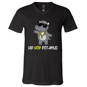 Rap 90s Hip Hop Hippo Cute Hippopotamus Zoo Animal Gift V-Neck T-Shirt