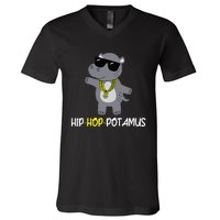 Rap 90s Hip Hop Hippo Cute Hippopotamus Zoo Animal Gift V-Neck T-Shirt