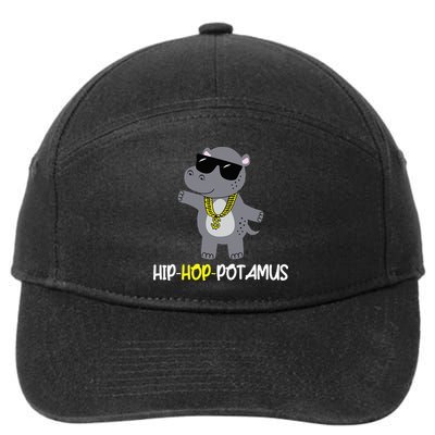 Rap 90s Hip Hop Hippo Cute Hippopotamus Zoo Animal Gift 7-Panel Snapback Hat