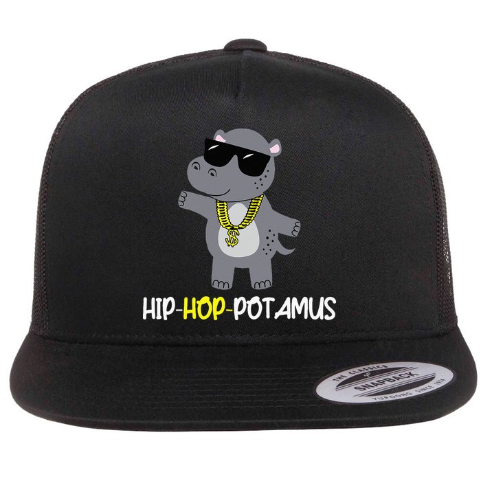 Rap 90s Hip Hop Hippo Cute Hippopotamus Zoo Animal Gift Flatbill Hat