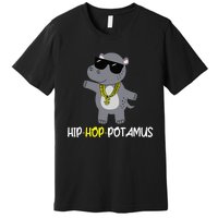 Rap 90s Hip Hop Hippo Cute Hippopotamus Zoo Animal Gift Premium T-Shirt