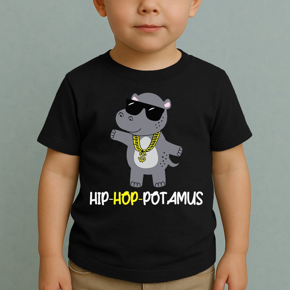 Rap 90s Hip Hop Hippo Cute Hippopotamus Zoo Animal Gift Toddler T-Shirt