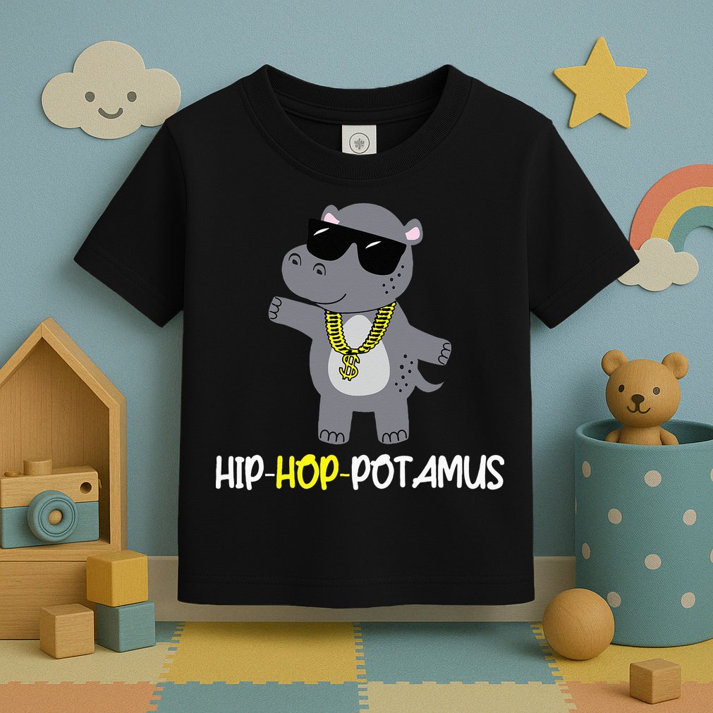 Rap 90s Hip Hop Hippo Cute Hippopotamus Zoo Animal Gift Toddler T-Shirt
